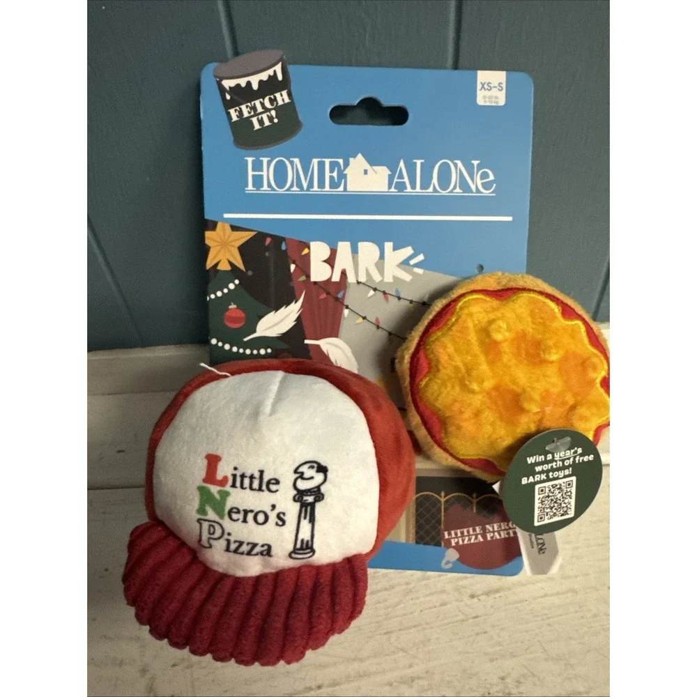 Bark Box Little Nero Pizza Party Home Alone Plush Christmas Holiday Dog Toy XS/S